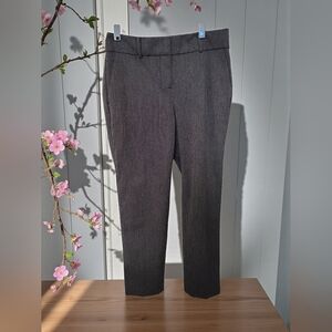 LOFT Black and White Cropped Textured Trousers, 0